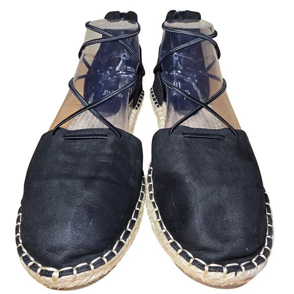 Eileen Fisher Suede Lace Up Espadrille Flat Jute Insole Round Toe Womens Sz 8.5 - Picture 2 of 8